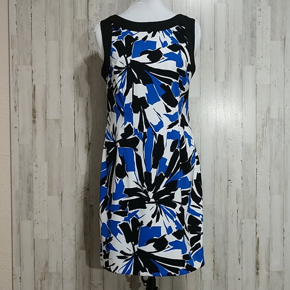 Ronni Nicole Black & Blue Abstract Floral Dress